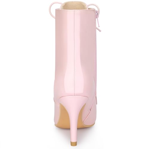 Allegra K Women's Lace Up Boots Pointed Toe Stiletto Heel Ankle Boots3