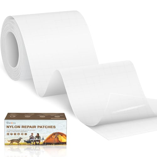 Cahomo Patch en nylon autocollant, 7.6x200 cm Patch de réparation imperméable autocollants, tissu autocollant reparation, pour veste, tentes, doudoune, sac...