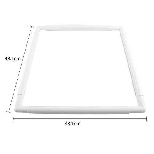 image for QSZKeer Square Embroidery Hoop Plastic Cross Stitch Frame White Cross 