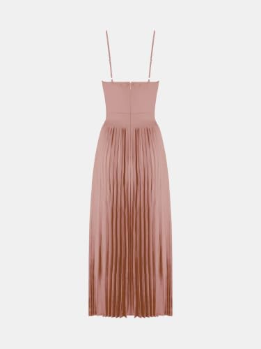 Image of CUPSHE Midi Dress for Women 2026 Party Spaghetti Straps Sleeveless Pleated Cutout Formal Dress