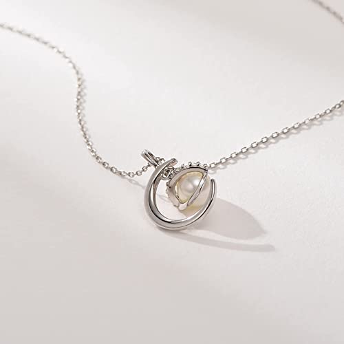 Collier pendentif perle d'eau douce S925 chaîne fine argent bijoux tendance - 6