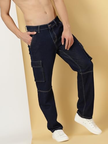 Image of Thomas Scott Men Mid Rise Relaxed Fit Cargo Jeans