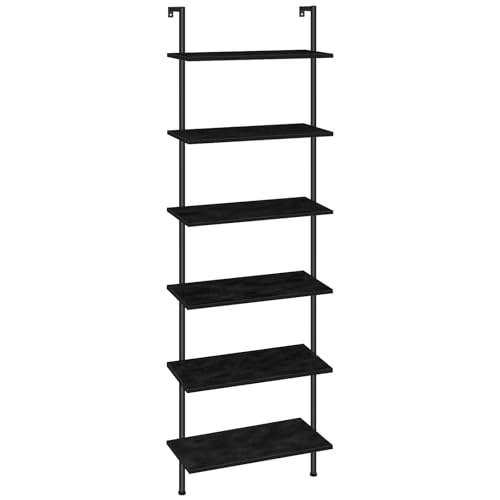 HOOBRO DIY Ladder Shelf, 6-Tier Wall Mounted Bookshelf, Office Vertical