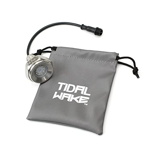 Tidal Wake IP68 Underwater 1/2in Standard Boat Drain Plug LED Light Built-in Driver & Overheat Protection 3 Yr/50,000hr Warranty, 316 Stainless Steel, 12-30v/27w,1800 lumen w/Storage Bag (white/clear)
