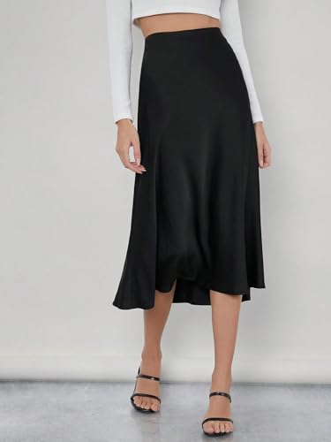 Trend Women's Summer Basic Skirt Solid Work Zipper Midi High Waist Plain Skirts For Beach3