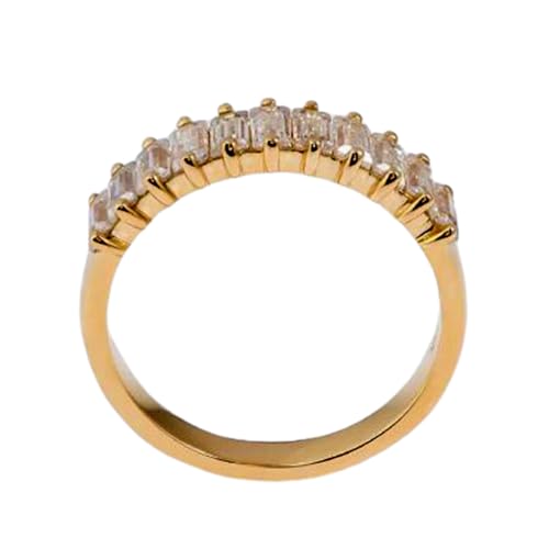 Bague en moissanite DEF-VVS rectangle et or 14k, l'éclat joaillier d'avril