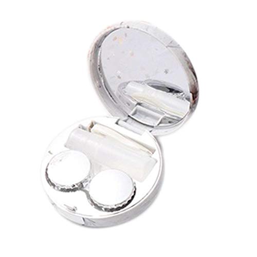 Dozenla Fashion Creative Round Marble With Tweezers Mirror Contact Lens Case Eyeglass Cases