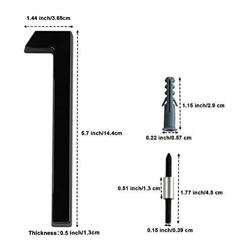 Floating House Number 1, Yipled 6 Inch Modern House Numbers For Home, Mailbox, Street (Black) #TOP1
