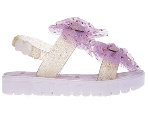 bebe Girl's Flat Sandals - PCU Sandals with Flower, Bow, and Rhinestone Details for Toddler/Little Kid/Big Kid2