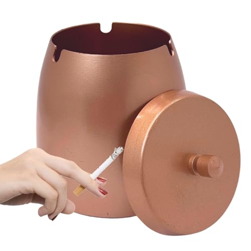 WUSIFIE Ash Tray, Large Outdoor Ashtray with Lid, Ashtray for Outside Patio, Stainless Steel Windproof Smokeless Ash Tray for Balcony, Ashtrays for Smokers, Cigar, Home Office Decoration