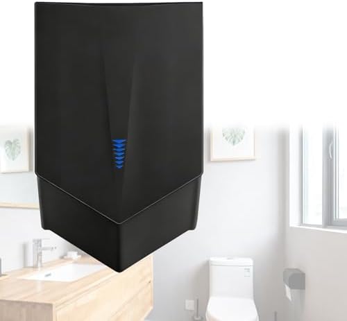 Commercial Hand Dryer for Bathroom, 1500W Electric, Wall-Mounted, High-Speed Drying in 5-8 Seconds, IPX1 Waterproof, No Touch Function, Energy Efficient, Sleek Black Design