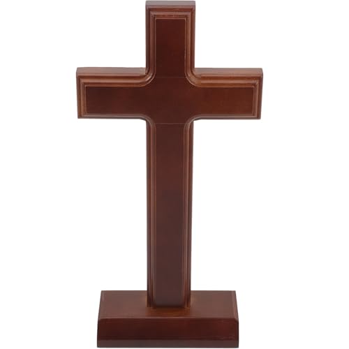 Cruz de madera maciza decorativa de 30 cm adorno religioso color nogal