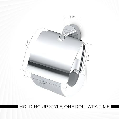 Image of iBELL Toilet Paper Roll Holder for Bathroom | Stainless Steel Toilet Tissue Holder | Wall-Mounted Toilet Roll Stand | Bathroom Accessories - Chrome