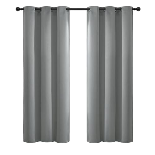 Yakamok Dove Grey Room Darking for Livingroom Dining Room Darkening Thermal Insulated Bay Window Hotel Modern Elegant Black Out Sunblock Curtins/Bedroom, 42 x 72 Inches, 2 Panel Sets