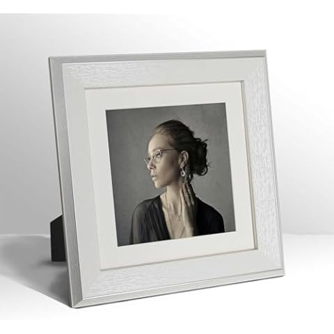 YUNDINGJI White&Silver Edge Triangular Photo Frames,10x10 Mat 8x8 -Organic Glass Black Velvet Back Panel for Family,Wedding,Festival,Art,Wall,Tabletop,Decoration and Display. Cover