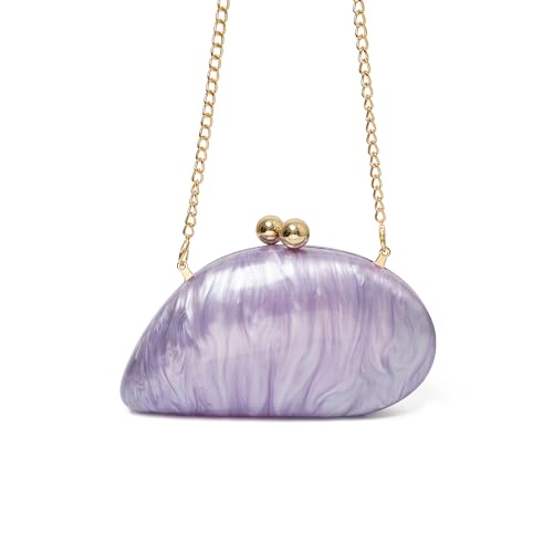 Image of Acrylic Shell Shaped Bag Luxury Marble Clutch Evening Purses for Women Glitter Handbag for Wedding Cocktail Party Prom
