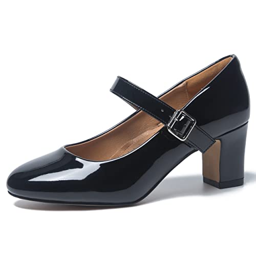 Unisex Men's Women's Mary Jane Shoes Block Heel Round Toe Buckle Mid High Dress Pumps