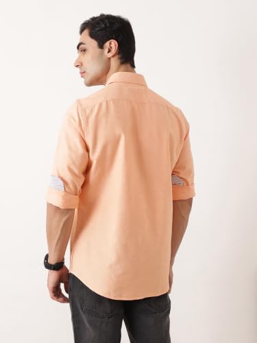 Image of Thomas Scott Men Premium Slim Fit Solid Cotton Twill Full Sleeve Shirt