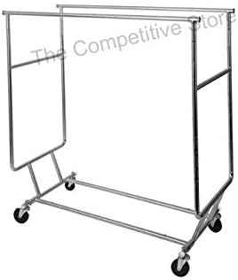 Collapsible Salesman Rolling Rack with Double Hangrail