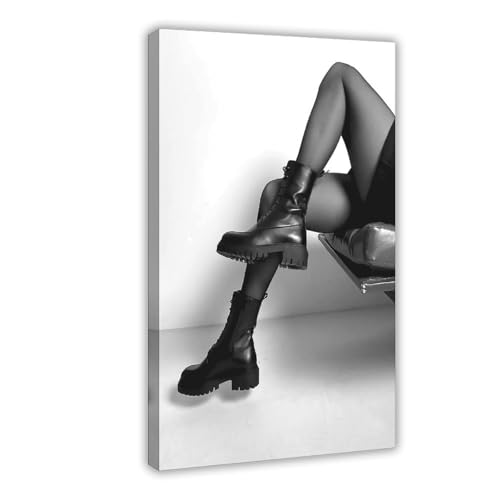 OIQUTGNG Póster digital de botas de vaquera en blanco y negro, decoración de dormitorio, decoración de paisaje, regalo, 60 x 90 cm