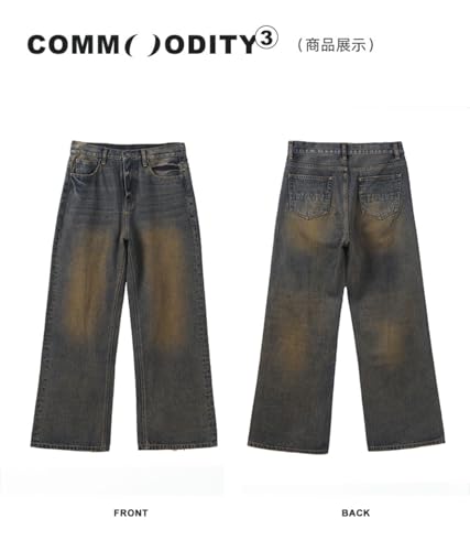 Jeans Pants Trousers Denim Brown Micro Pull Up for Boys Retro Straight High Street Handsome Versatile Long Men4