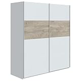 armadio ante scorrevoli altezza 200 cm SOLUZIONE VERSATILE FACILE DA INTEGRARE IN DIVERSI CONTESTI ABITATIVI – perfetta per ambienti moderni grazie a linee pulite ed equilibrio tra estetica e praticità - Colore bianco e rovere