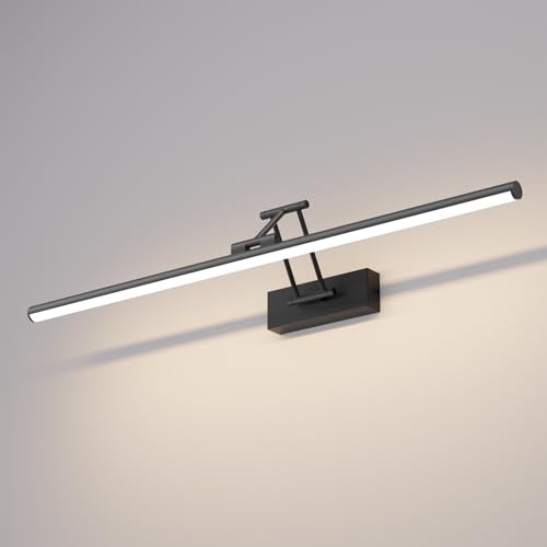 Klighten LED Spiegellampe Bad 70cm,Drehung Spiegellampen Spiegel für bad IP44,Spiegelleuchte Badezimmer 24W 1650LM,LED Badspiegelleuchten Badezimmerspiegel,Naturweiß 4000K,Schwarz