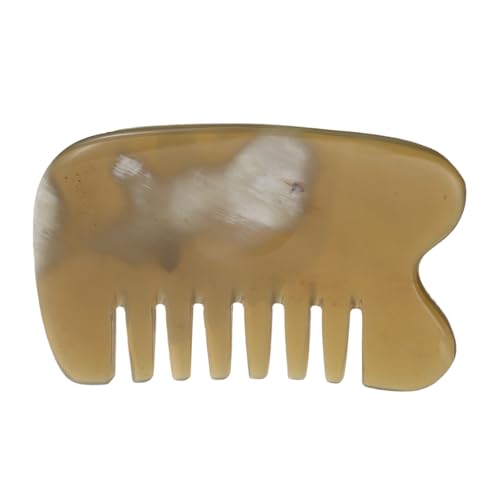 SHOWERORO Peine de Cuerno de Dientes Anchos: Peine de Cuerno de Bolsillo para Masaje - Raspador de Cabeza Gua Sha - Palillo de Pelo de Dientes Anchos - Masajeador de Cuero Cabelludo para El Cuidado