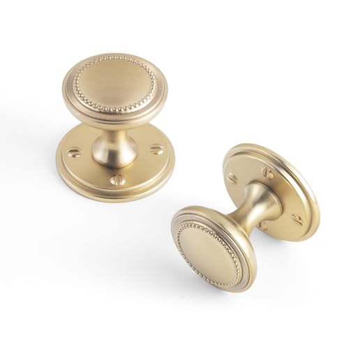 Goo-Ki 6 Pack Cabinet Knobs with Spacer Champagne Bronze Drawer Knobs with Backplate - Single Screw Bar Cabinet Pulls Dresser Handles Zinc Alloy Kitchen Hardware