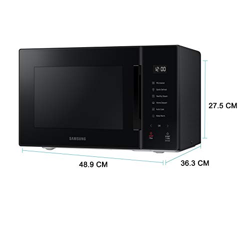 Image of Samsung 23 L Solo Baker Series Microwave Oven (MS23T5012UK /TL, Black, With Steamer Bowl)