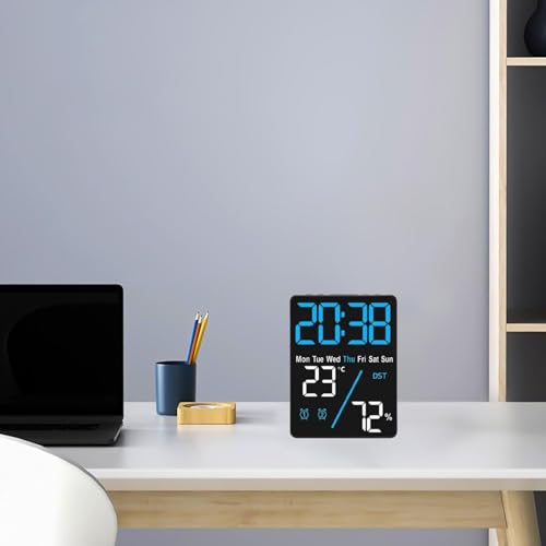 Image of CBK Digital Alarm Clock Table Clock with LED Display, Temperature and Humidity Monitor Compact Desk Clock for Students,Home, Office, Bedroom, Living Room,Home Decor, Corporate Use (12Cm * 9 Cm)