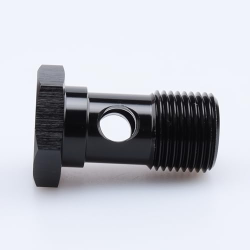 Image of Aluminum Single Eye Banjo Bolt M18 x 1.5 Thread Length 33.2MM Fuel Oil Pump Bolt with M18 Washers for banjo fitting, Black