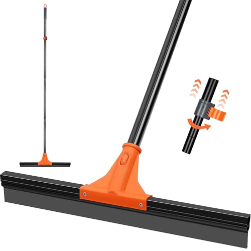 JEHONN Escoba de Goma para Suelo con Mango Largo 148 cm, Escobilla Caucho para Limpiar Garaje Hormigón Baño Azulejo Mármol Ducha Cristal Tienda Cubierta Ventana