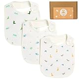 3 Waterproof Bamboo Baby Bibs - Soft, Absorbent Dribble Bibs and Weaning Bibs - Plastic Back Bibs for Babies - Baby Essentials for Newborn - Baby Bibs 0-6 Months