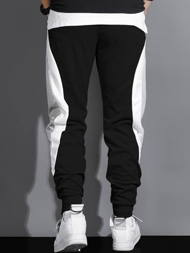 Image of GYRFALCON Men's Regular Fit, Colorblock, Cotton Blend Track Pants