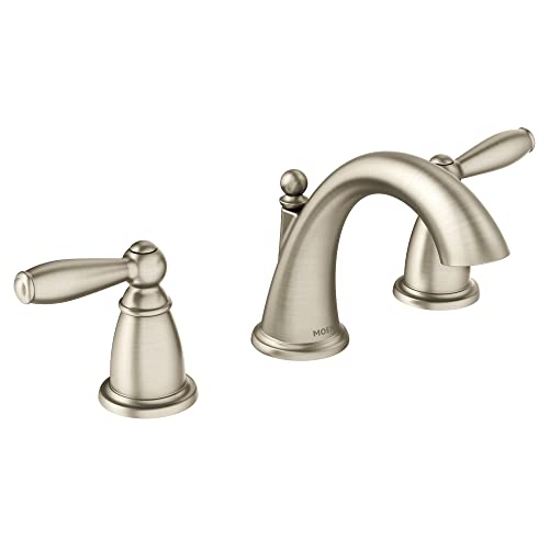 Moen Brantford Brushed Nickel Two-Handle Widespread Bathroom Sink Faucet Trim Kit, Traditional Bathroom Faucet for Three Hole Bath Sinks (Valve Required), T6620BN , 0.5