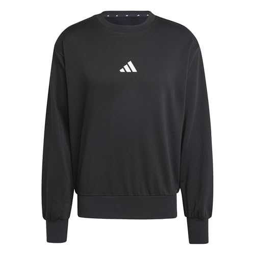 Adidas Uomo Essentials FEELCOZY Fleece Sweatshirt, Black/White, L