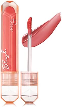 Liquid Blush, Soft Cream Face Blush, Natural Fluff Mist Matte Finish, Moist Texture, Long Lasting, Moisturizing, Lightweight, Buildable and Blendable, 05# Coral Powder, 0.22 Fl Oz