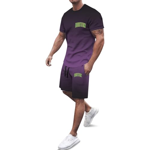 Ensemble homme t-shirt ample imprimé lettres urbaines S violet