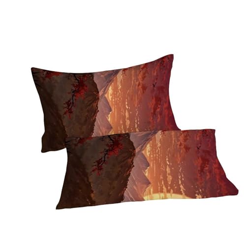 Coucher de soleil housse de couette double 3D avec taies d'oreiller