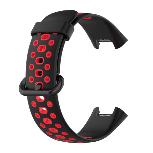 Image of YODI Soft Silicone With Metal Buckal Classic Strap Bands for Redmi Watch 2 Lite /Redmi GPS Smart Watch Only, Comfort and Flexible Straps for Men Women and Kids (BLACK-RED)