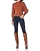 Cable Stitch Women's Cable Sleeve Ribbed Sweater - Mock Neck Long Blouson Lantern Sleeve Pullover Top (Small, Nutmeg)