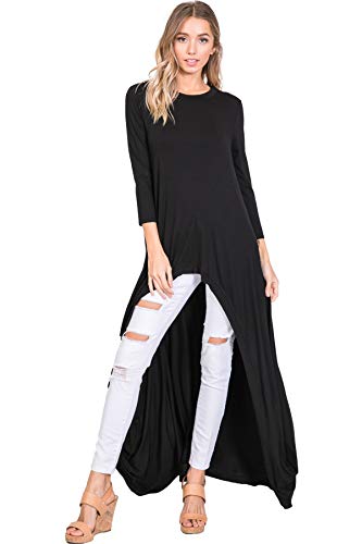 black high low tunic tops