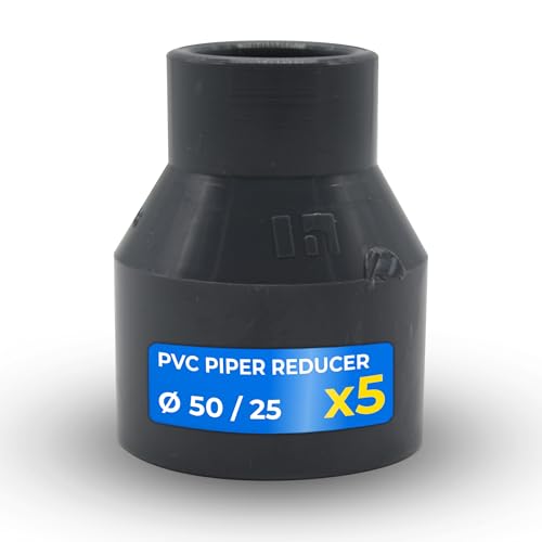 DOJA Barcelona Reductor Tubo PVC - Pack 5 - Ø50x25 - Instalación Fácil - Reducciones de Tubo Pvc, Adaptar Caudal - Reduccion, Dimensiones Precisas, Versátil en Múltiples Aplicaciones, Adaptador