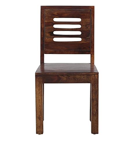 Image of Sheesham Wood Dining Chairs Set Wooden Chairs Without Cushion for Study Room Living Room Home (Set of 2, Mahogany Finish)