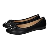 day-vine shoes 9988-41 Bailarina con Lazo, Punta Redondeada y Plantilla Acolchada, Suela Flexible Antideslizante para Uso Diario Mujer Manoletinas Negro 39