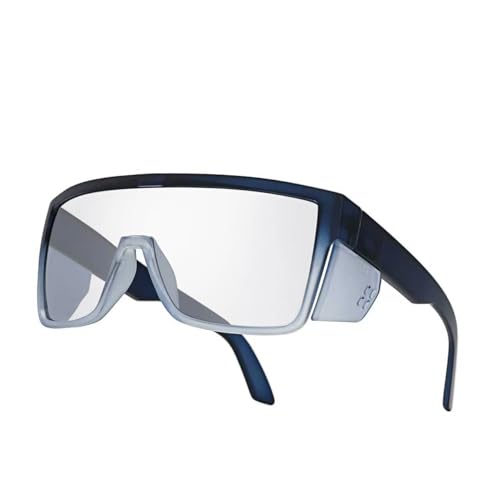 INTETEK Z87 ANSI Certified Safety Glasses, UV400 Photochromic Blue Light Blocking, Removable Side Shields, Durable Industrial and Construction Protective Eyewear(Matte Blue)