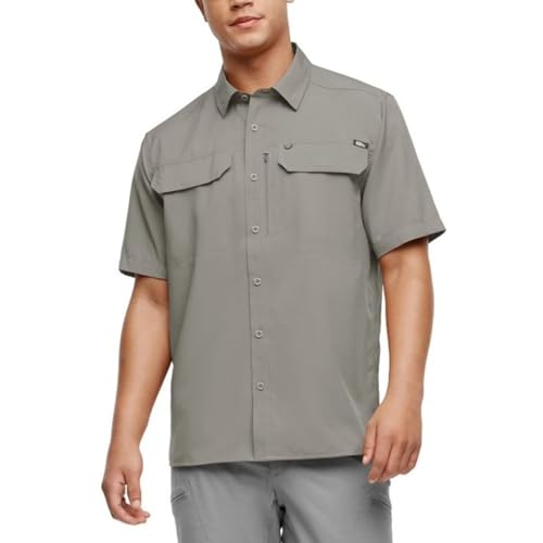 Eddie Bauer Men’s Short Sleeve Woven Tech Shirt (US, Alpha, X-Large, Regular, Regular, Grey)