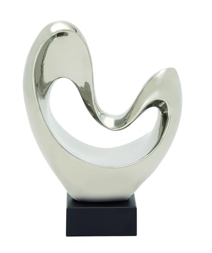 Escultura Decorativa Abstracta en Polystone Plata 10x5x14 pulg miniatura 1