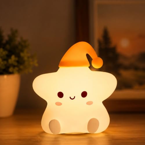 Image of BTAG Star Silicone Night Light for Kids & Babies | Rechargeable LED Bedside Lamp with Touch Control | Soft Squishy Nursery Light | Cute Sleeping Star Lamp for Bedroom, Study Table & Home Decor (NL037)